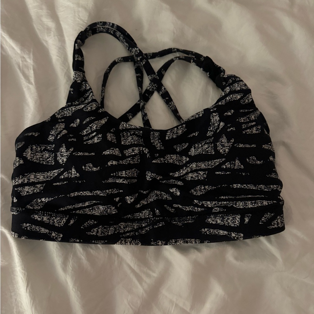 DISCONTINUED LULULEMON black and white patterned energy bra